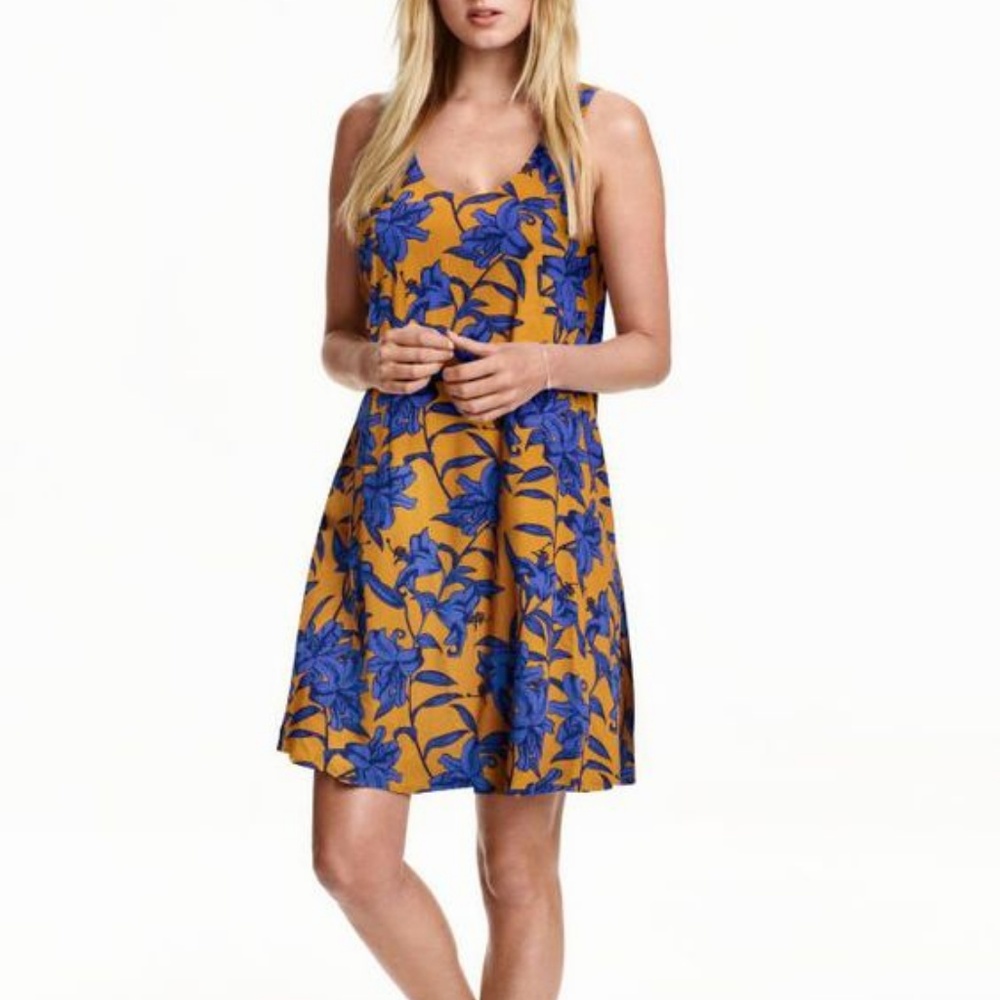 Blue and Gold H&M Swing Dress sz 8